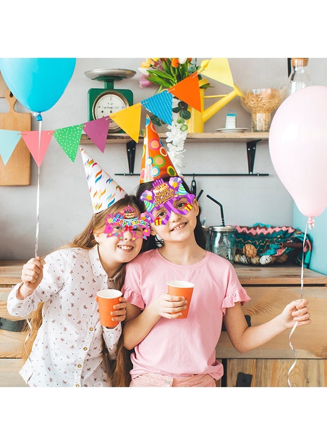 Wffo 16 PCS Happy Birthday Paper Glasses - 8 Styles - Novelty Funny Photo Booth Props, Colorful Birthday Party Glasses for Party Decorations - Image 4